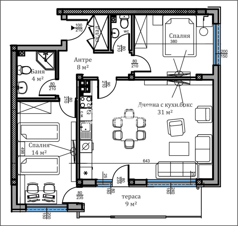 En venta  2 dormitorios Plovdiv , Vastanicheski , 104 metros cuadrados | 77808501 - imagen [2]