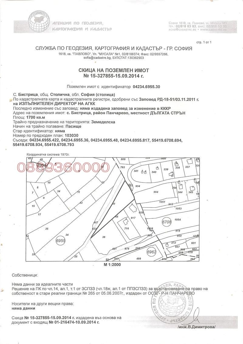 Продава ПАРЦЕЛ, гр. София, с. Бистрица, снимка 7 - Парцели - 53140677