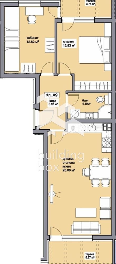 Продава 3-СТАЕН, гр. Пловдив, Прослав, снимка 2 - Апартаменти - 54701640