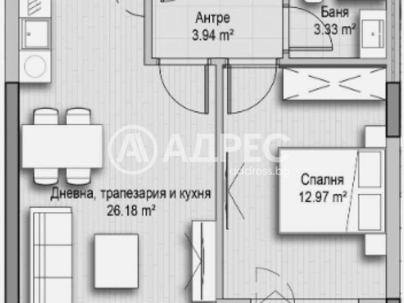 Myytävänä  1 makuuhuone Sofia , Hladilnika , 74 neliömetriä | 71007424