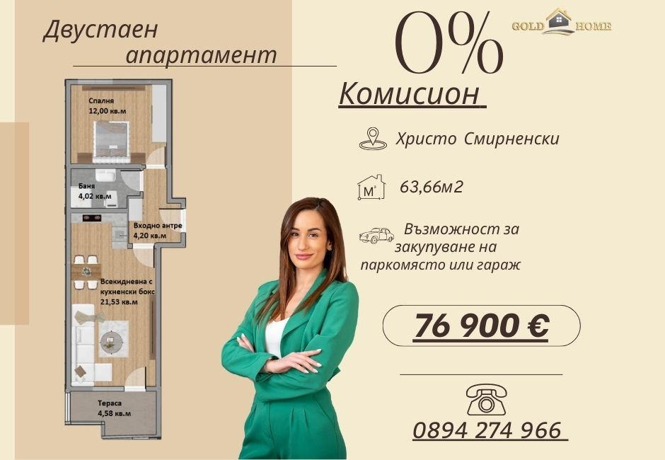 Продава 2-СТАЕН, гр. Пловдив, Христо Смирненски