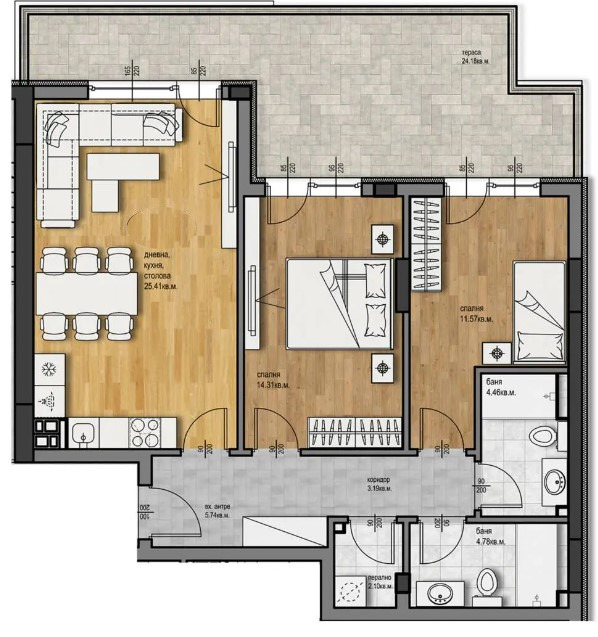 En venta  2 dormitorios Plovdiv , Jristo Smirnenski , 124 metros cuadrados | 71983654 - imagen [2]