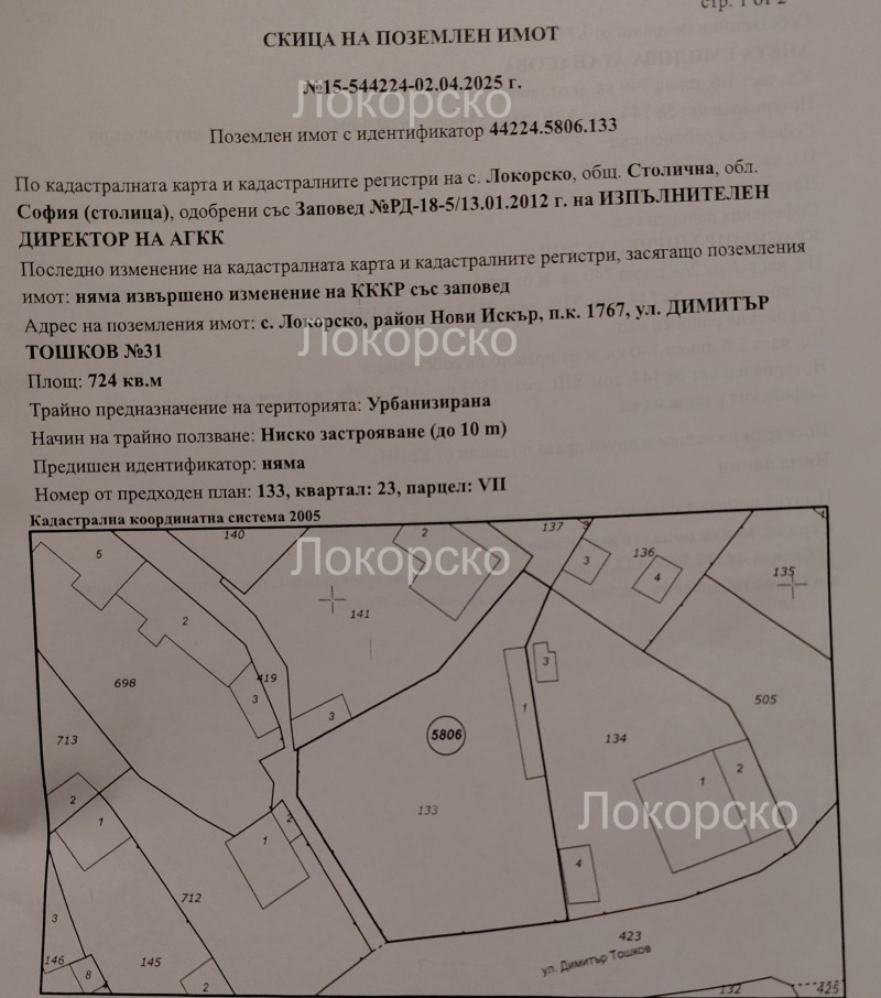 Продава ПАРЦЕЛ, гр. София, с. Локорско