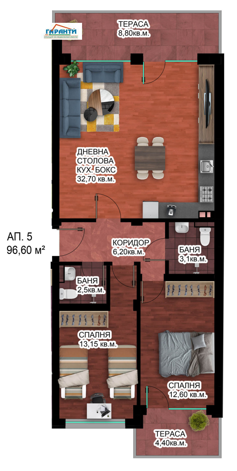 À venda  2 quartos Plovdiv , Hristo Smirnenski , 110 m² | 77879528 - imagem [4]