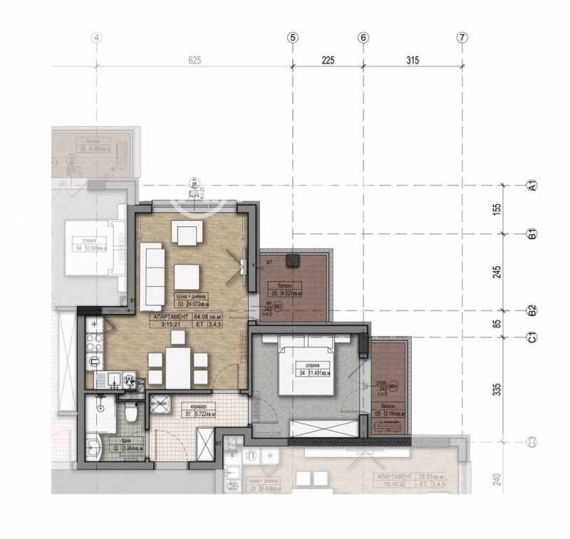 In vendita  1 camera da letto Sofia , Drugba 2 , 78 mq | 61449009 - Immagine [3]