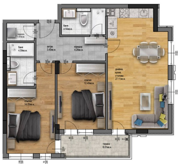Продается  2 спальни Пловдив , Остромила , 108 кв.м | 20218878
