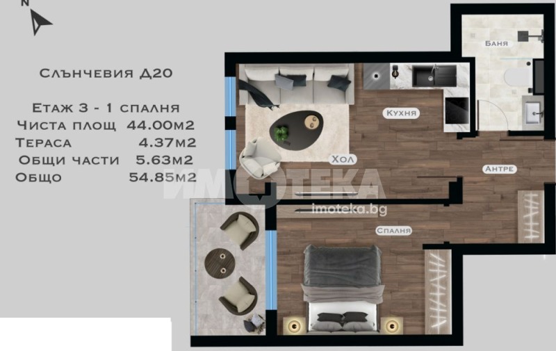 Продава 2-СТАЕН в град София, Горубляне - 55 кв.м / 150 000 € » 293 374.50 лв., ИМОТЕКА