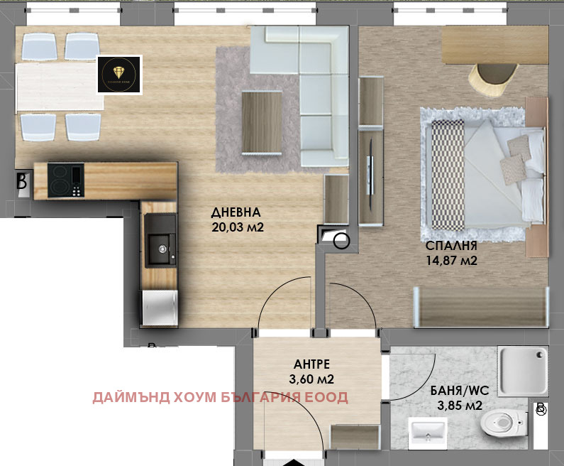 À venda  1 quarto Plovdiv , Hristo Smirnenski , 63 m² | 67619903 - imagem [3]