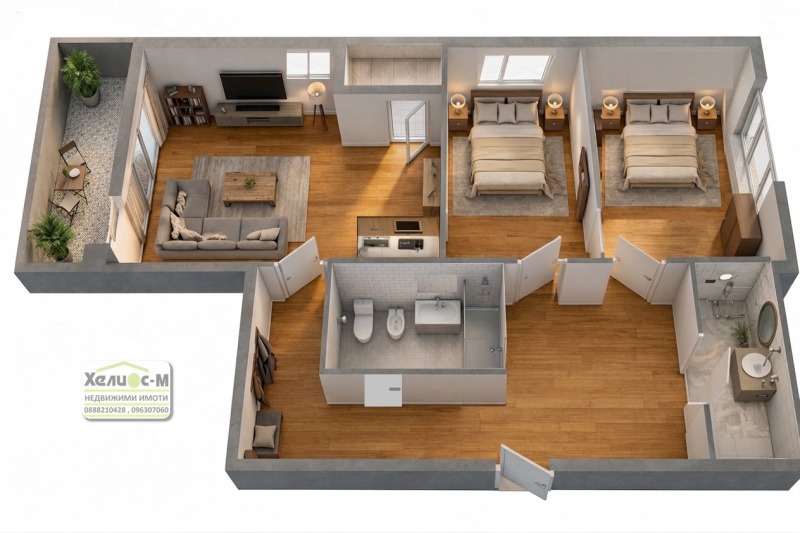 Продава 3-СТАЕН в град Монтана, Широк център - 100 кв.м / 142 000 € » 277 727.86 лв., ХЕЛИОС-М