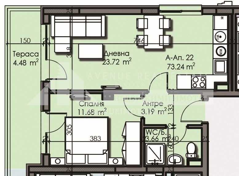 Продава  2-стаен град Бургас , Изгрев , 73 кв.м | 44999277 - изображение [2]