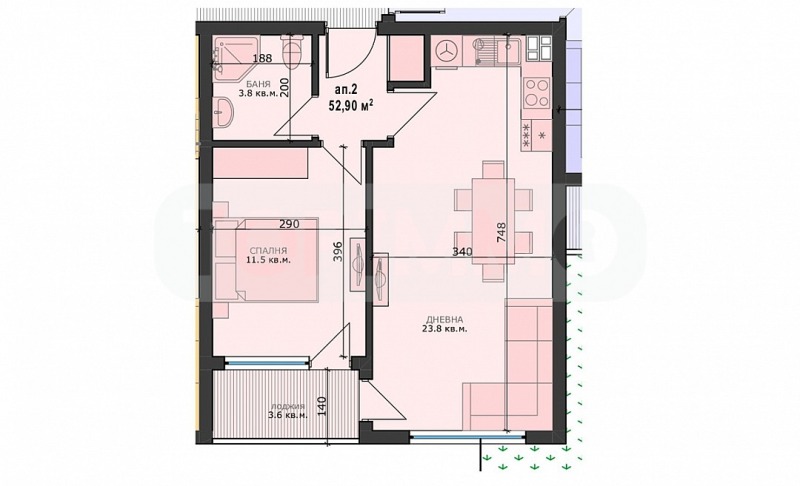 Till salu  1 sovrum Varna , Vazrajdane 4 , 60 kvm | 27793200 - bild [2]