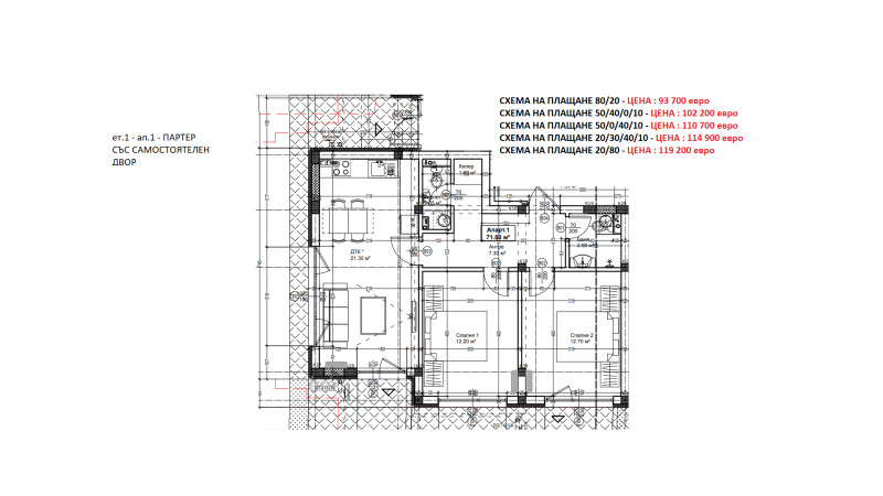 À vendre  2 chambres Varna , Vinitsa , 85 m² | 94778105