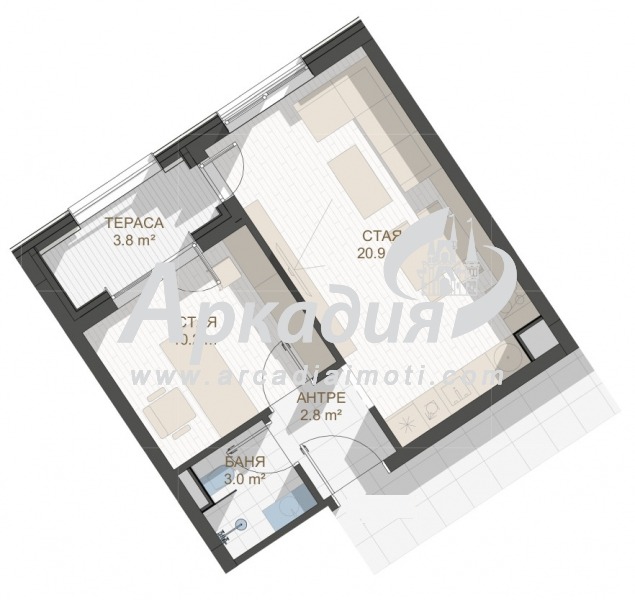 For Sale  1 bedroom Plovdiv , Tsentar , 55 sq.m | 23283280 - image [3]