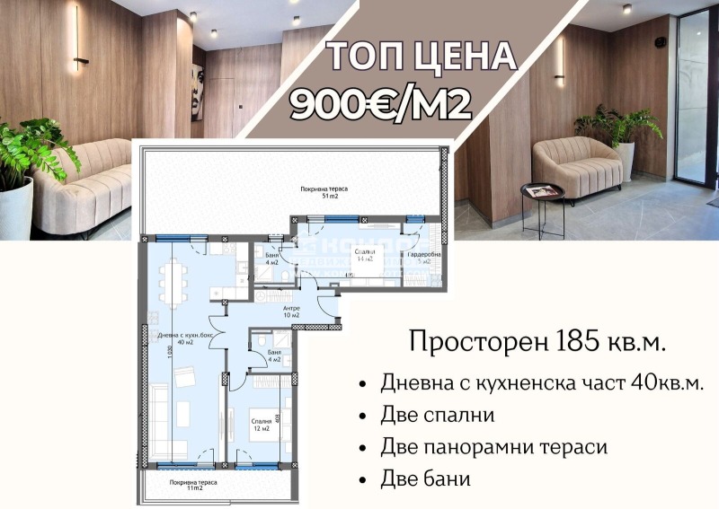 Продается  2 спальни Пловдив , Тракия , 185 кв.м | 76730912