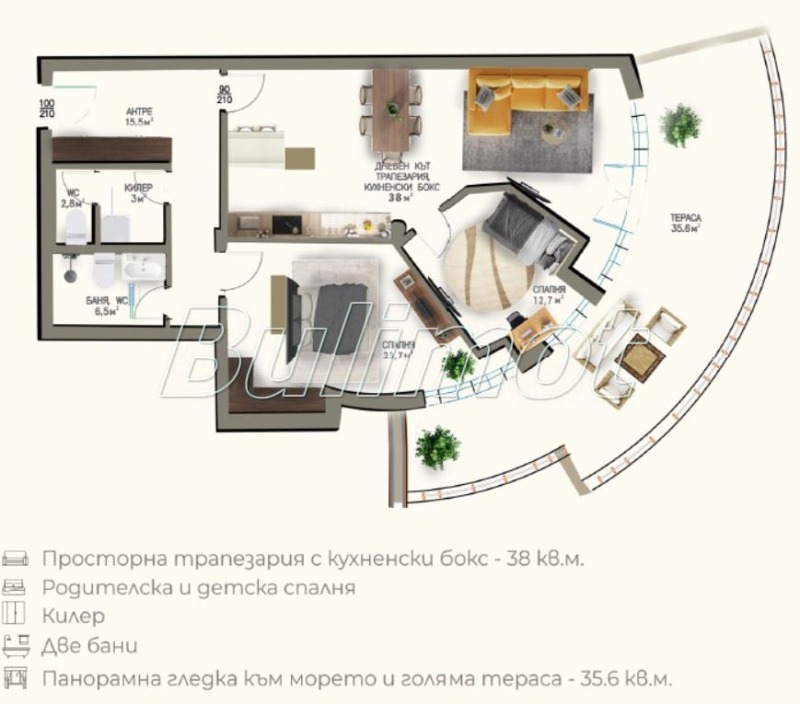 Eladó  2 hálószobás Varna , k.k. Csajka , 143 négyzetméter | 57730846 - kép [3]