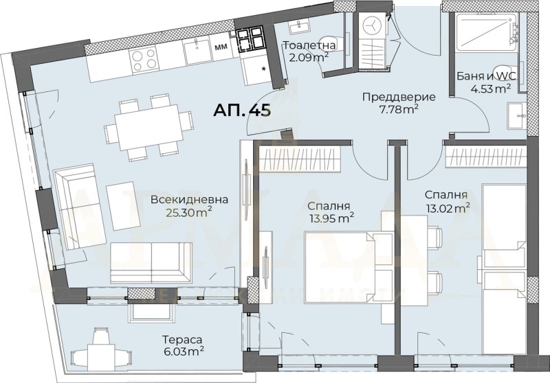 Myytävänä  2 makuuhuonetta Plovdiv , Hristo Smirnenski , 108 neliömetriä | 51445230 - kuva [2]