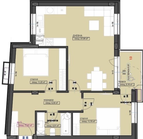 In vendita  2 camere da letto Stara Zagora , Geleznik - tsentar , 113 mq | 82288366 - Immagine [3]