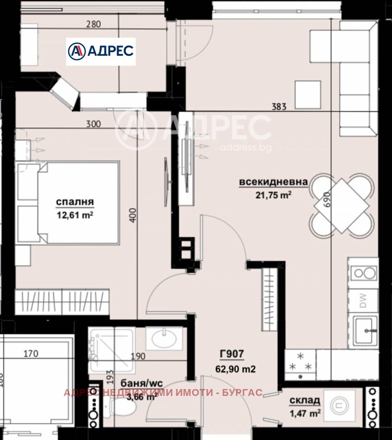 Satılık  1 yatak odası Burgas , Izgrev , 63 metrekare | 33271686 - görüntü [4]