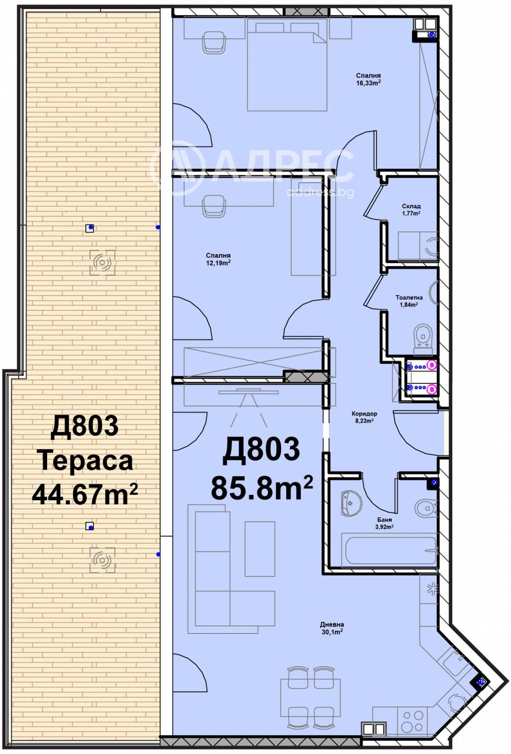 Продава 3-СТАЕН, гр. София, Полигона, снимка 2 - Апартаменти - 53365791
