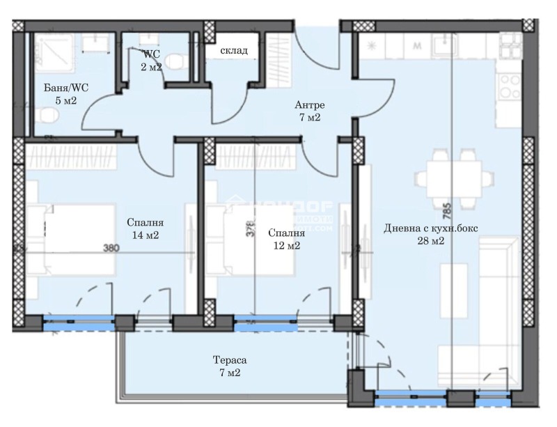 Продается  2 спальни Пловдив , Тракия , 108 кв.м | 27058294 - изображение [5]