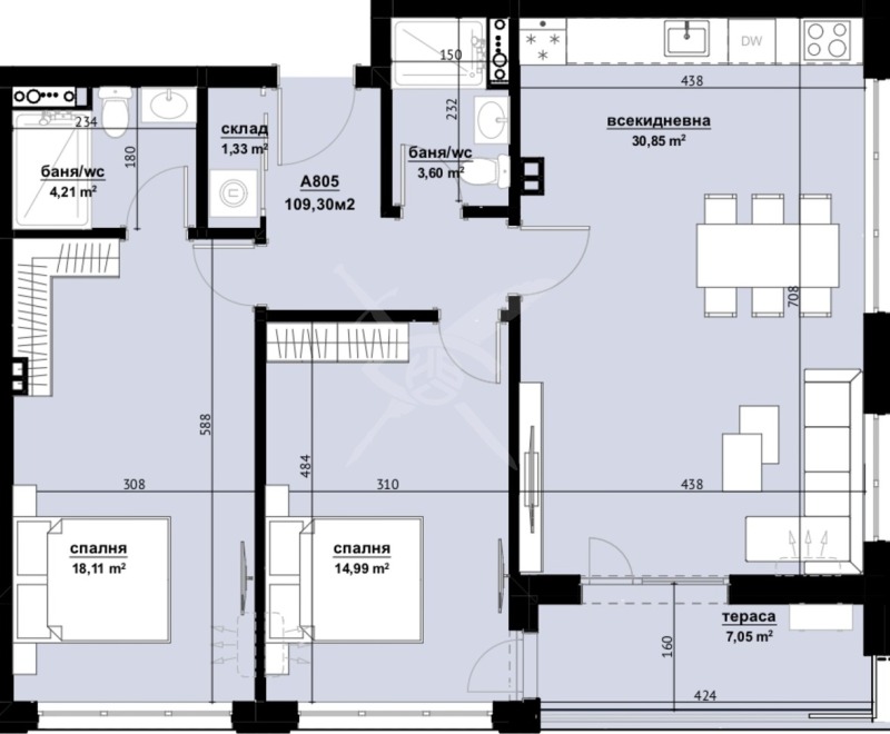 Продава 3-СТАЕН, гр. Бургас, Изгрев, снимка 2 - Aпартаменти - 48298072