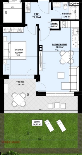 1 dormitorio Izgrev, Burgas 1