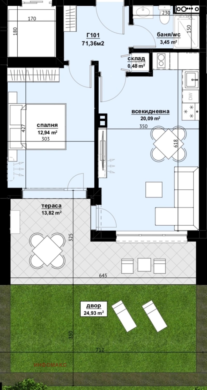 En venta  1 dormitorio Burgas , Izgrev , 64 metros cuadrados | 68864156