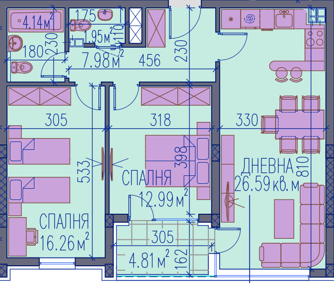 Til salg  2 soveværelser Plovdiv , Trakiya , 107 kvm | 32760683 - billede [2]