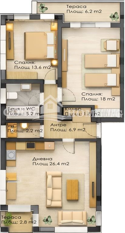 Продава 3-СТАЕН, гр. Пловдив, Прослав, снимка 2 - Апартаменти - 54540346