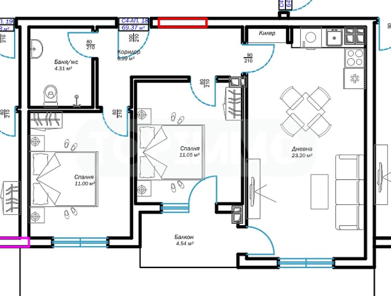 In vendita  2 camere da letto Varna , m-t Pchelina , 70 mq | 75907189 - Immagine [8]