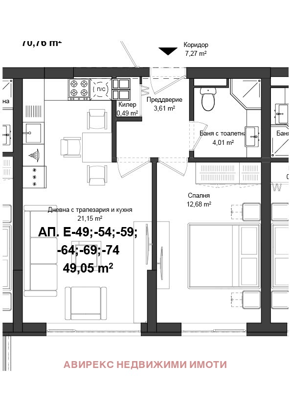 Te koop  1 slaapkamer Plovdiv , Gagarin , 59 m² | 82881423 - afbeelding [3]