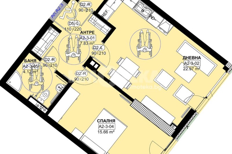 Till salu  1 sovrum Sofia , Studentski grad , 78 kvm | 77924355 - bild [3]
