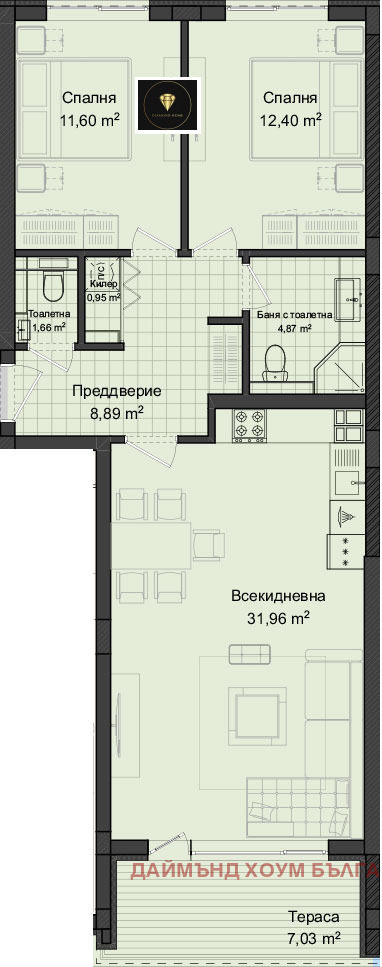 À venda  2 quartos Plovdiv , Gagarin , 108 m² | 92278412 - imagem [2]