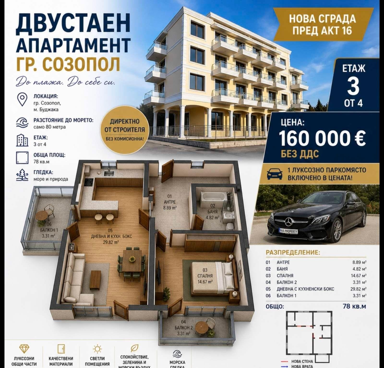 Продава 2-СТАЕН, гр. Созопол, област Бургас