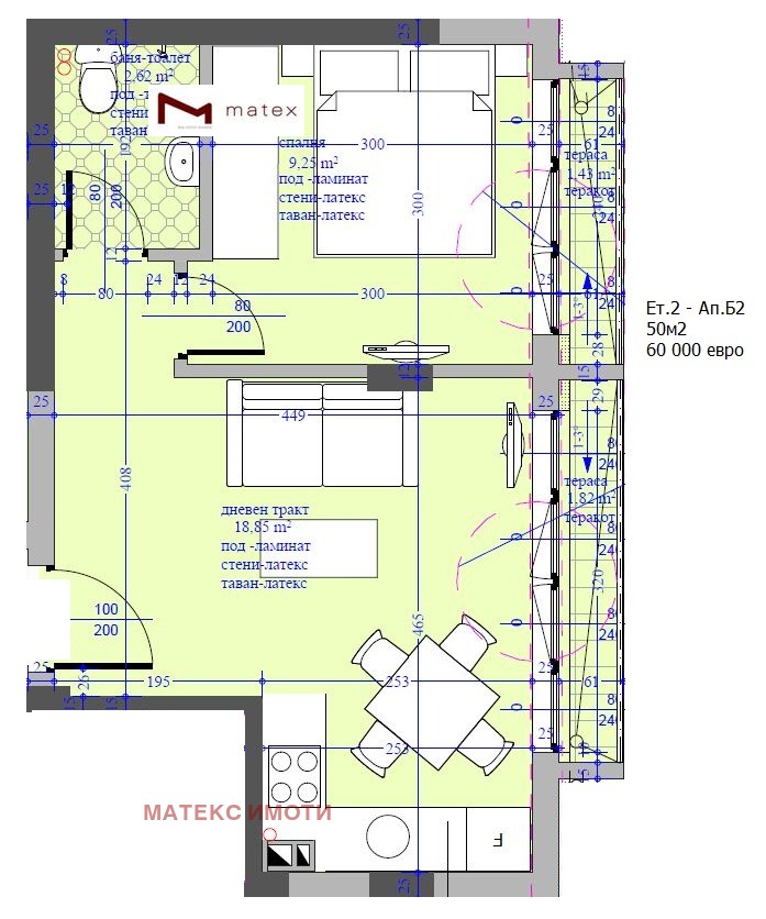 Myytävänä  1 makuuhuone Varna , Kajsieva gradina , 50 neliömetriä | 49551331 - kuva [2]