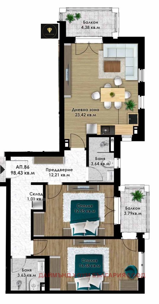 Zu verkaufen  2 Schlafzimmer Plowdiw , Komatewsko schose , 114 qm | 66217827 - Bild [2]