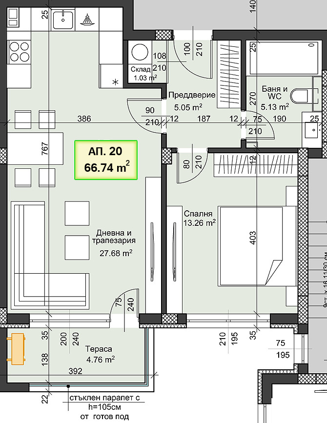 Na prodej  1 ložnice Plovdiv , Christo Smirnenski , 77 m2 | 17742501 - obraz [9]