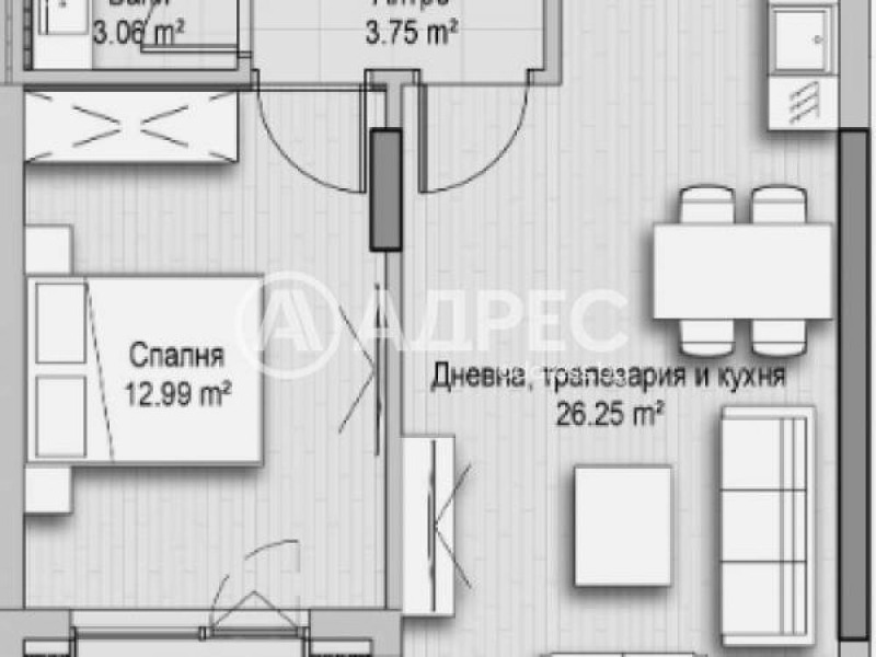 Myytävänä  1 makuuhuone Sofia , Hladilnika , 74 neliömetriä | 18679254