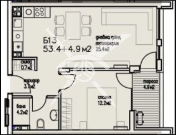 Til salg  1 soveværelse Burgas , Sarafovo , 58 kvm | 83003830