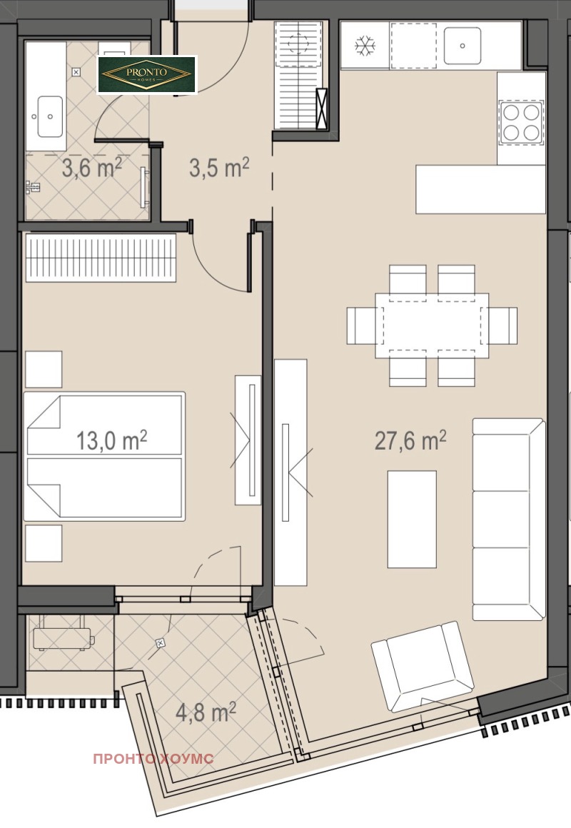 Продава 2-СТАЕН в град София, Манастирски ливади - 70 кв.м / 230 500 € » 450 818.82 лв., ПРОНТО ХОУМС