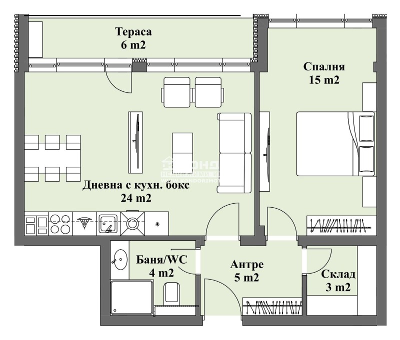 Myytävänä  1 makuuhuone Plovdiv , Tsentar , 78 neliömetriä | 57825278 - kuva [2]