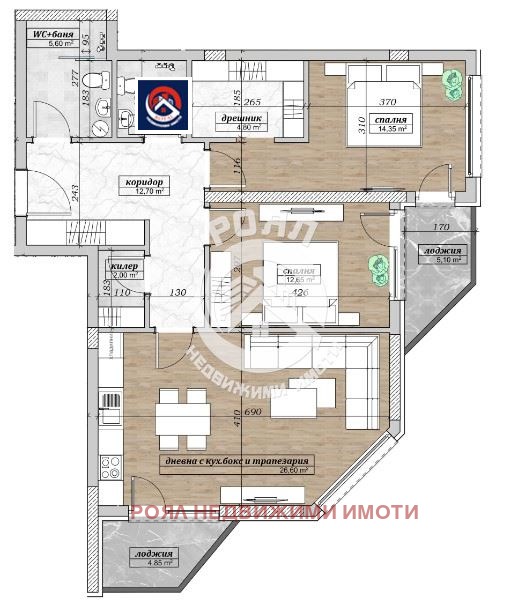 На продаж  2 спальні Пловдив , Беломорски , 116 кв.м | 61424184 - зображення [2]