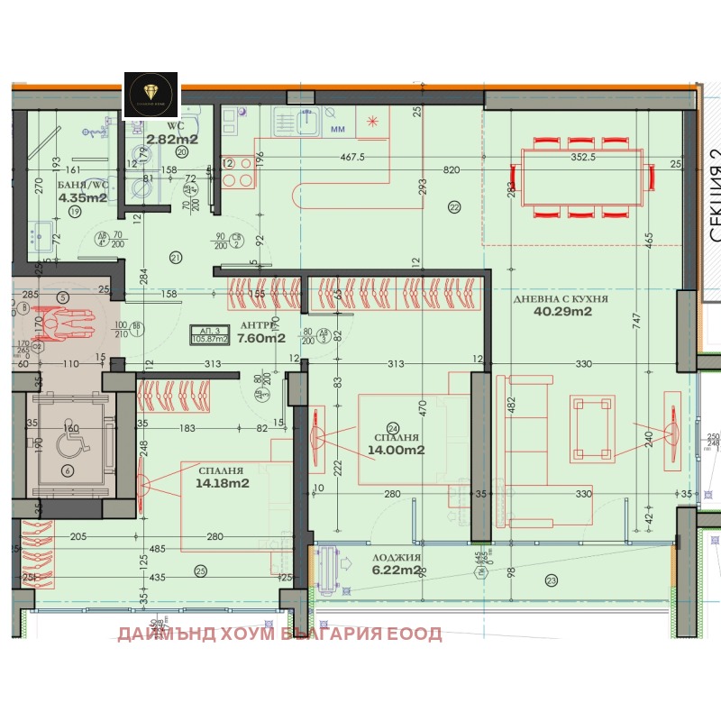 En venta  2 dormitorios Plovdiv , Trakiya , 129 metros cuadrados | 70577070 - imagen [2]
