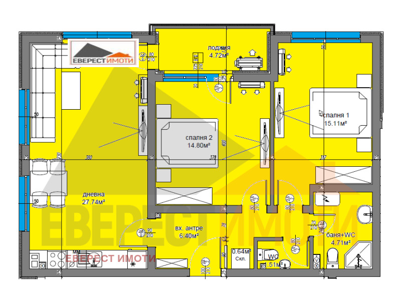 Eladó  1 hálószoba Plovdiv , Vastanicseski , 106 négyzetméter | 55607921 - kép [3]