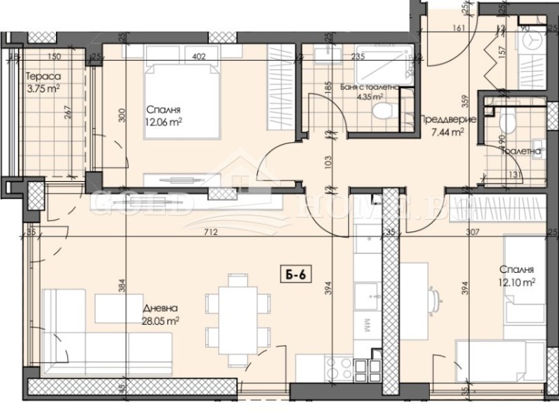Продается  2 спальни Пловдив , Гагарин , 85 кв.м | 68010926 - изображение [6]