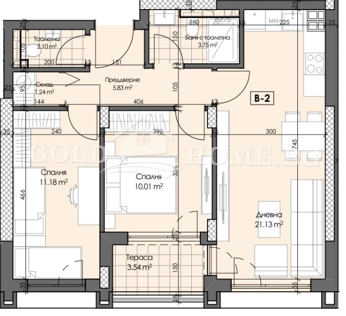 Продается  2 спальни Пловдив , Гагарин , 85 кв.м | 68010926 - изображение [2]