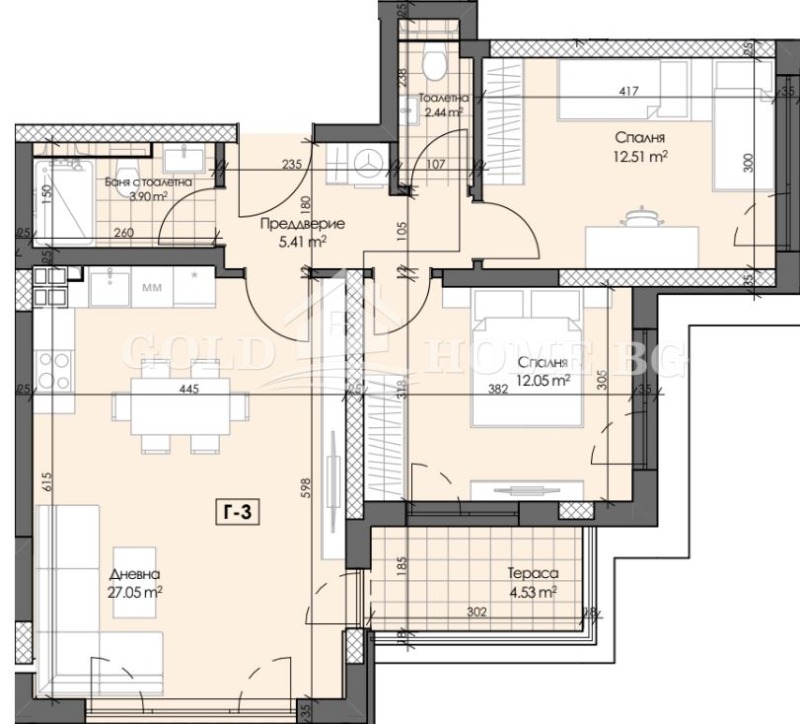Продается  2 спальни Пловдив , Гагарин , 85 кв.м | 68010926 - изображение [3]