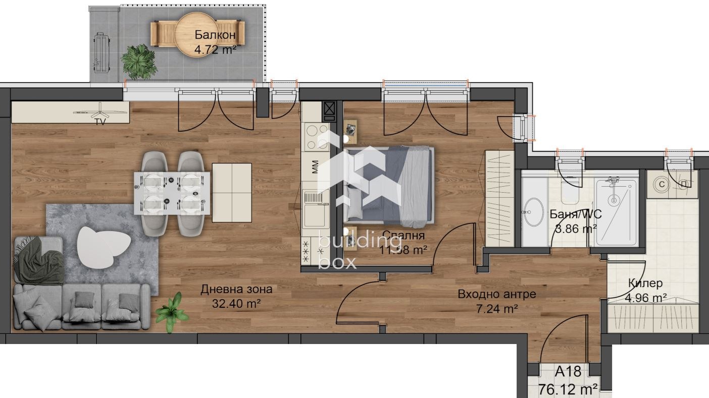 Продава 2-СТАЕН, гр. Пловдив, Коматевски възел, снимка 2 - Апартаменти - 54382211