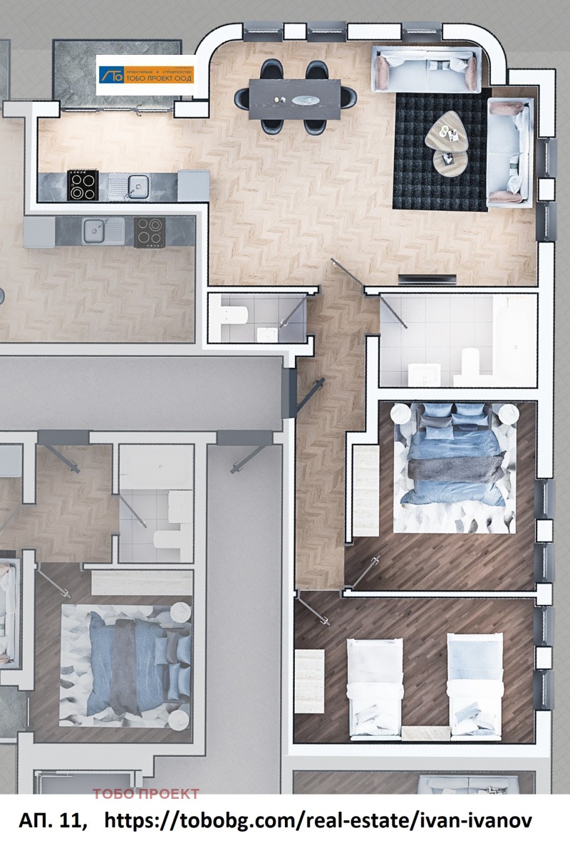 Продава 3-СТАЕН в град София, Зона Б-19 - 103 кв.м / 270 146 € » 528 359.65 лв., ТОБО ПРОЕКТ