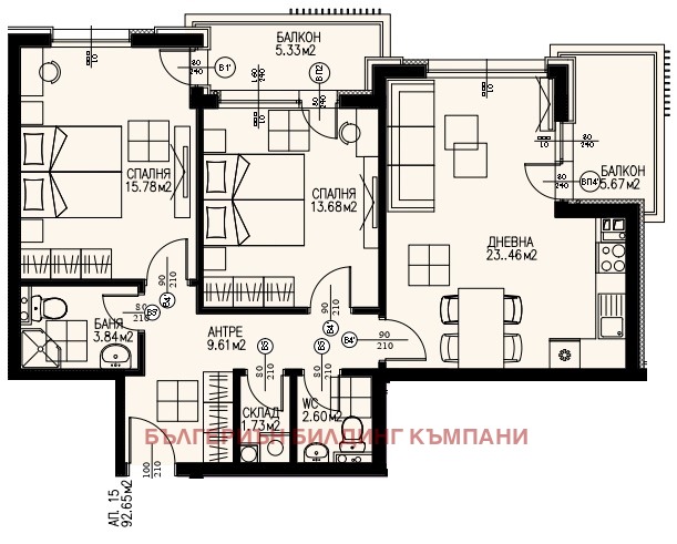 Продается  2 спальни София , Драгалевци , 113 кв.м | 78437033 - изображение [2]
